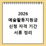 2026 예술활동지원금 신청 자격 기간 서류 정리