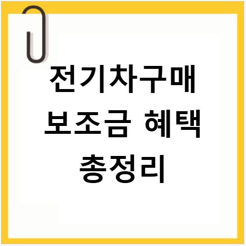 전기차구매 보조금 혜택 총정리