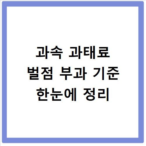 과속 과태료 벌점 부과 기준 한눈에 정리