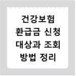건강보험 환급금 신청 대상과 조회 방법 정리