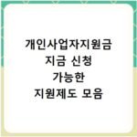 개인사업자지원금 지금 신청 가능한 지원제도 모음